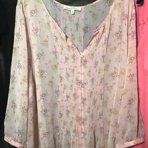 3x pleated top floral cute career blouse